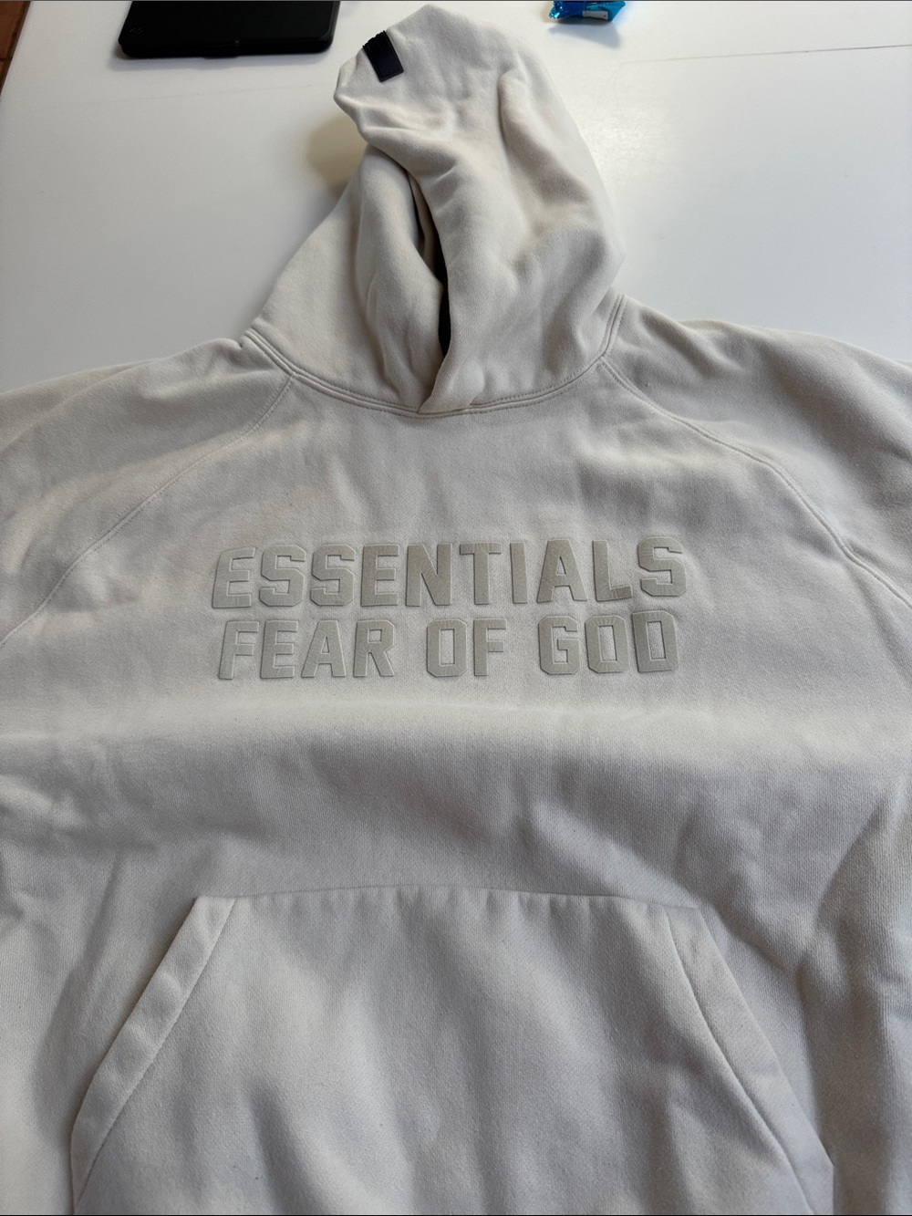 Fear of God ESSENTIALS Crewneck Hoodie — Light Cream